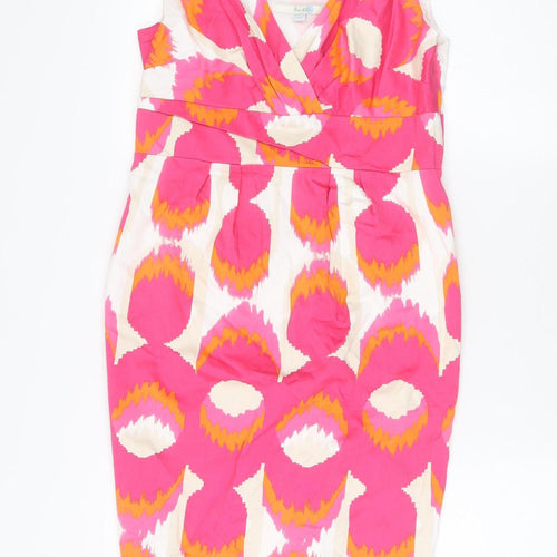 Boden Women's Pink Ivory V-Neck Sleeveless Dress
