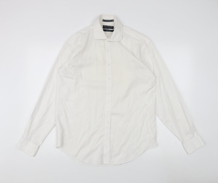 Van Heusen Men's White Dress Shirt, Size 40, Classic Fit