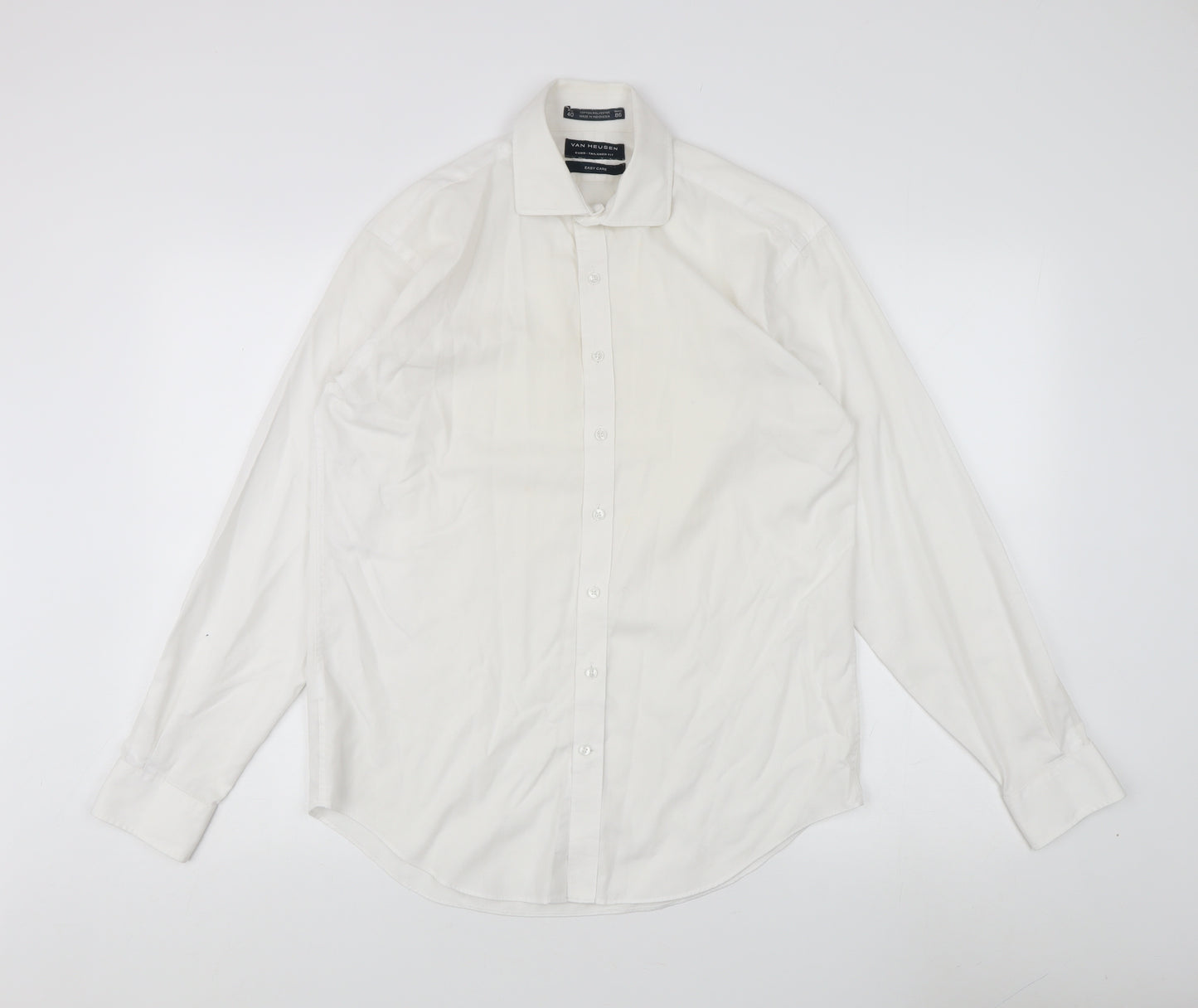 Van Heusen Men's White Dress Shirt, Size 40, Classic Fit