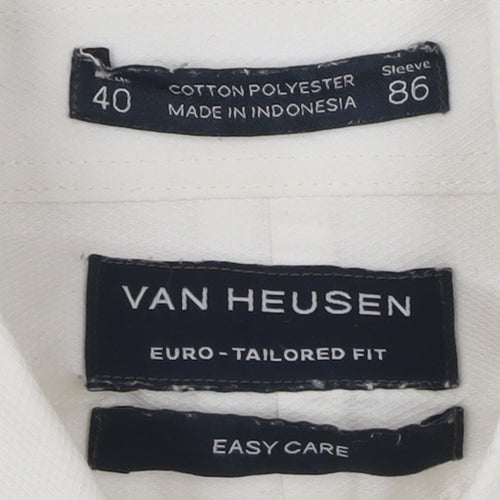 Van Heusen Men's White Dress Shirt, Size 40, Classic Fit