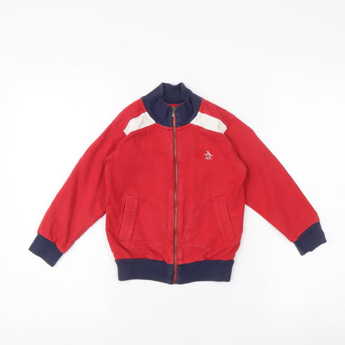 Penguin Boys Red Cotton Bomber Jacket 3 Years