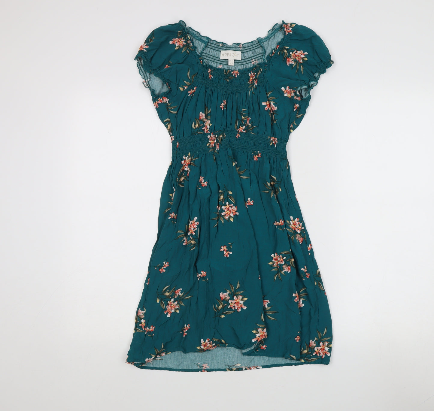 Apricot Floral Scoop Neck Dress, Size 10, Multicoloured