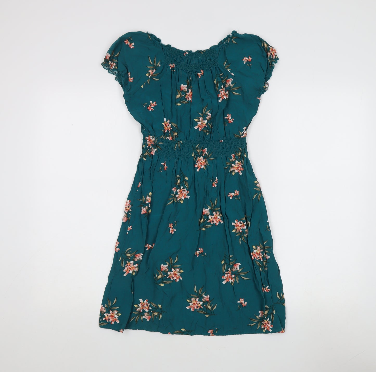 Apricot Floral Scoop Neck Dress, Size 10, Multicoloured