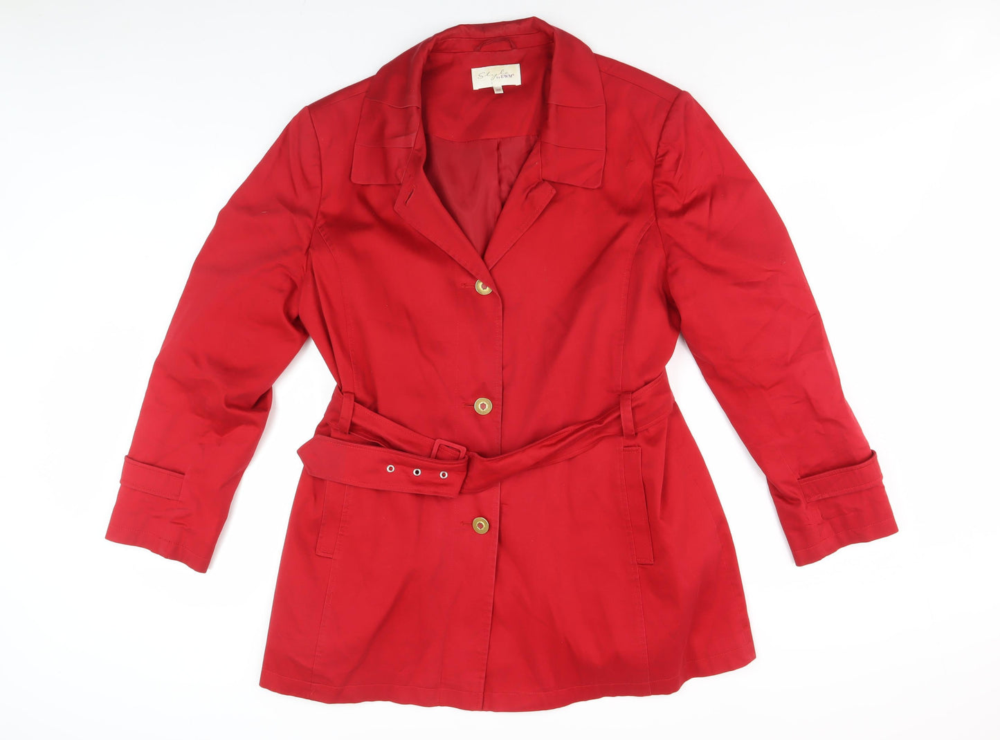 Style by EWM Women's Red Trench Coat Size 20