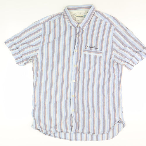 Duck and Cover Men's Blue XL Striped Shirt