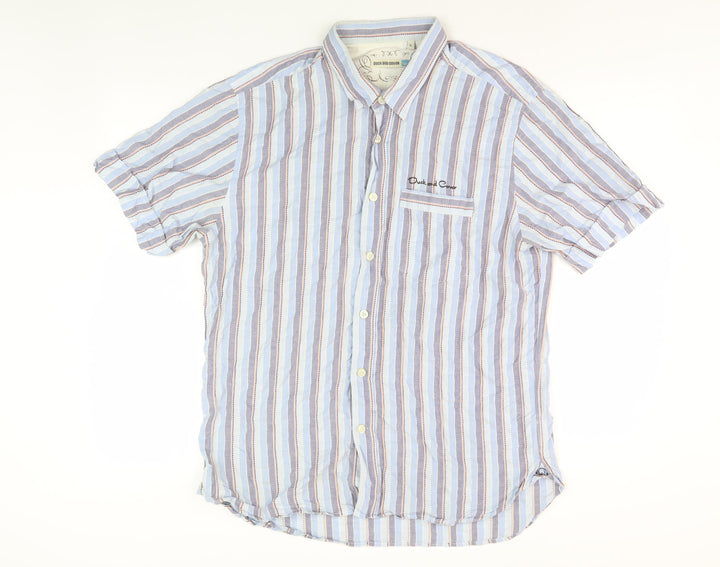Duck and Cover Men's Blue XL Striped Shirt