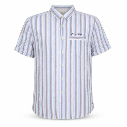 Duck and Cover Men's Blue XL Striped Shirt