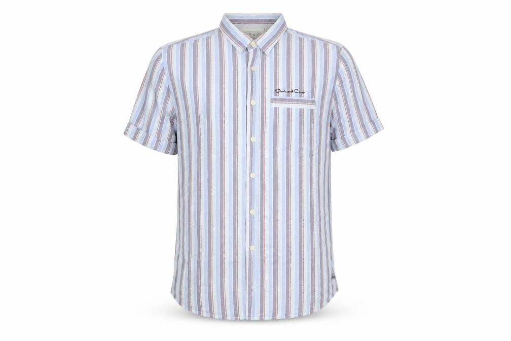 Duck and Cover Men's Blue XL Striped Shirt