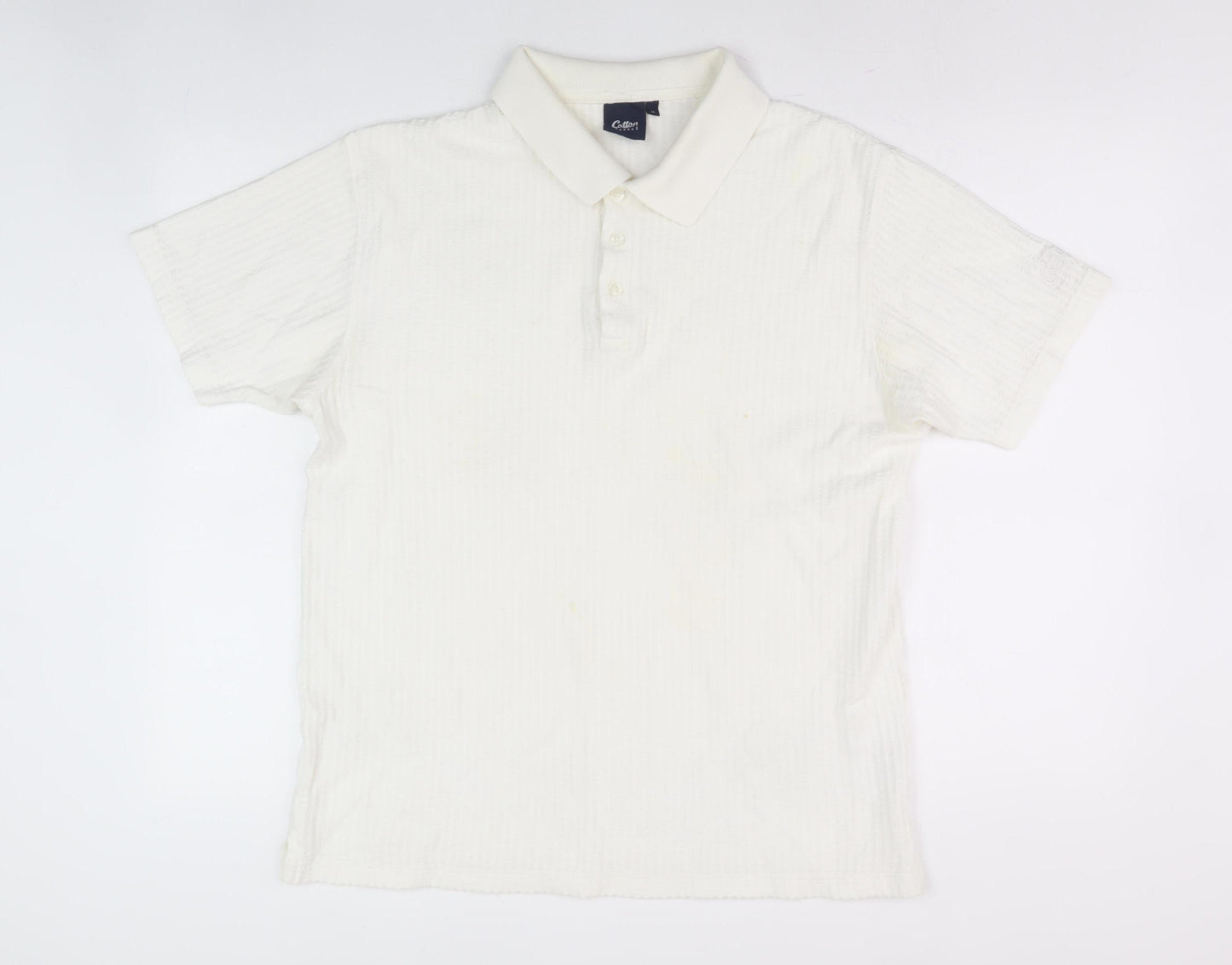 Cotton Traders Men's White Polo, Size M, Short Sleeve