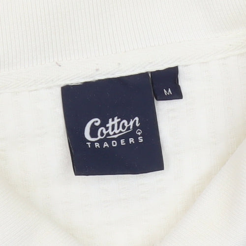 Cotton Traders Men's White Polo, Size M, Short Sleeve