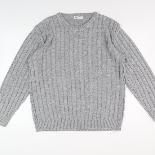 Bellisimo Men's Grey XL Cable-Knit Pullover Jumper