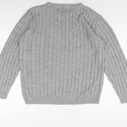 Bellisimo Men's Grey XL Cable-Knit Pullover Jumper