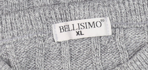 Bellisimo Men's Grey XL Cable-Knit Pullover Jumper
