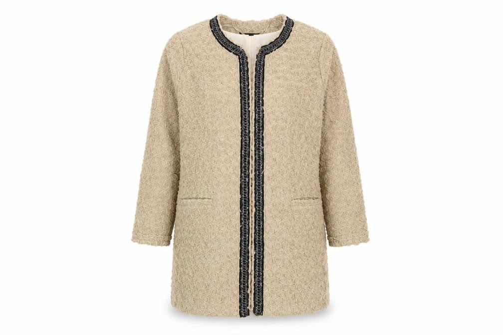 Front view of River Island Women’s Beige Floral Coat -, size UK 16
