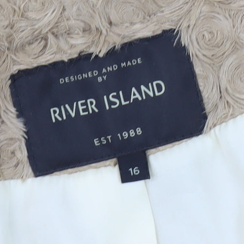 River Island Women’s Beige Floral Coat - Size 16