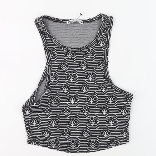 Zara Women's Black Geometric Cropped Tank Size S
