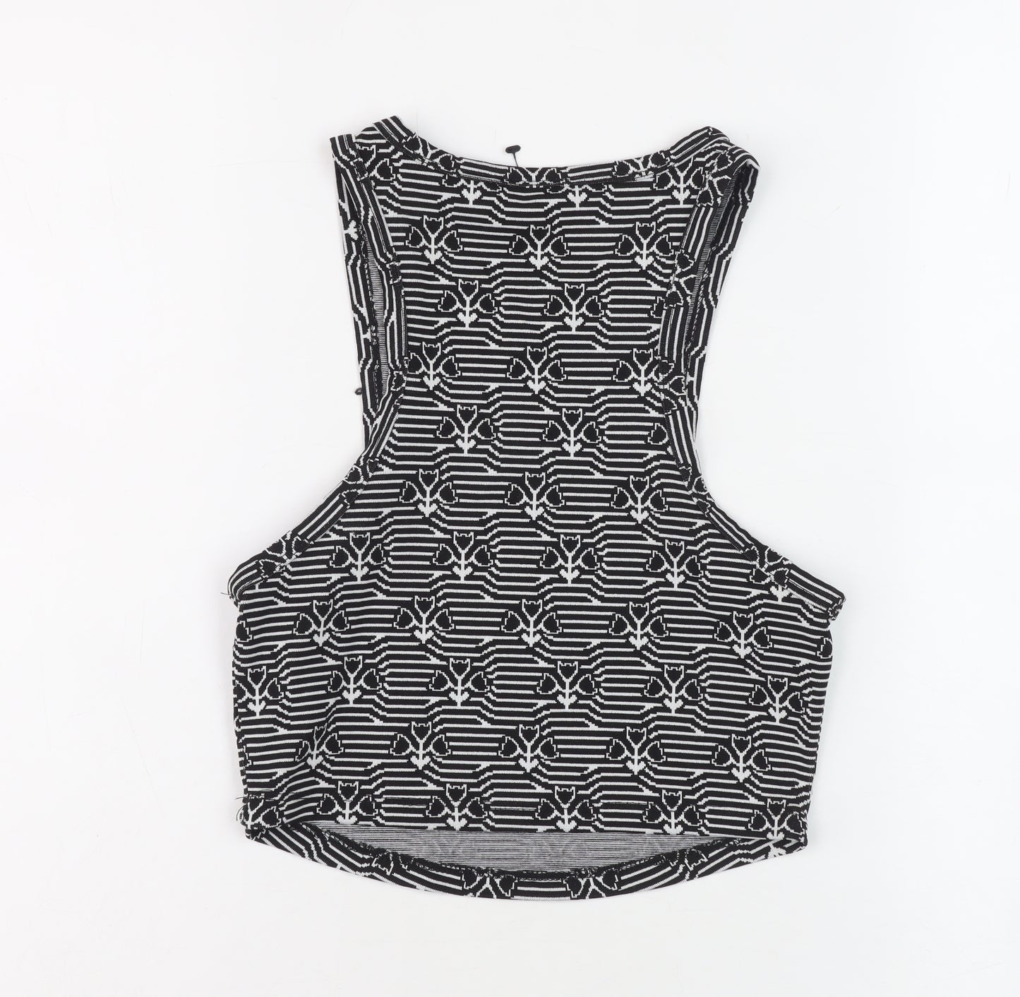 Zara Women's Black Geometric Cropped Tank Size S