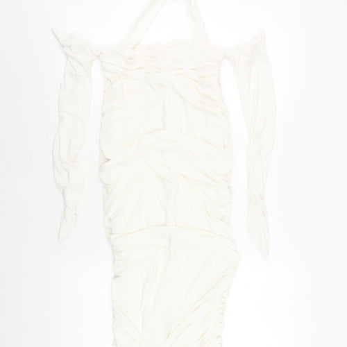 Club L London Women's White Bodycon Midi Dress Size 8