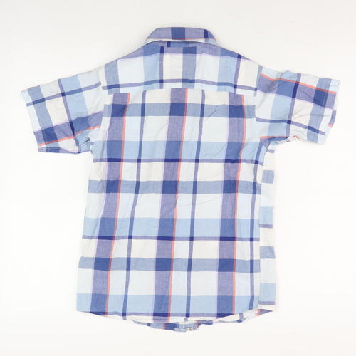Jasper Conran Boys Blue Plaid Button-Up Shirt, Size 12 Years