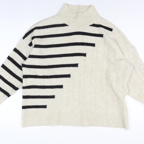 M&Co Women's Ivory High Neck Pullover Jumper L