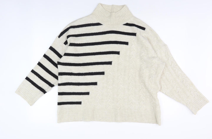 M&Co Women's Ivory High Neck Pullover Jumper L