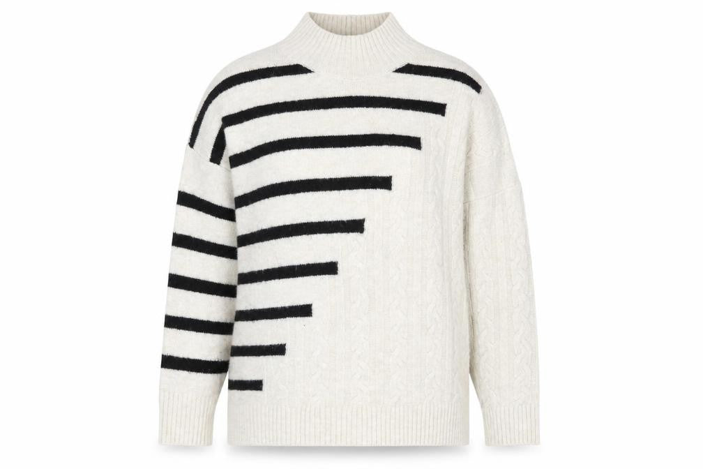 Front view of M&Co Women's Ivory High Neck jumper L
