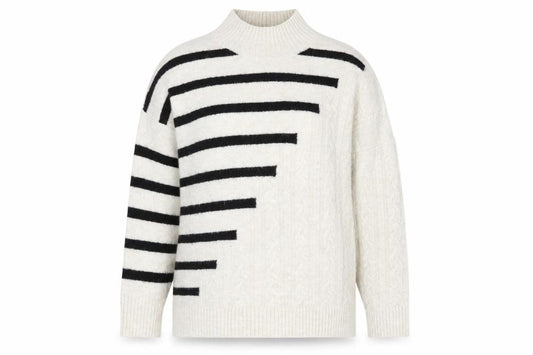 Front view of M&Co Women's Ivory High Neck jumper L