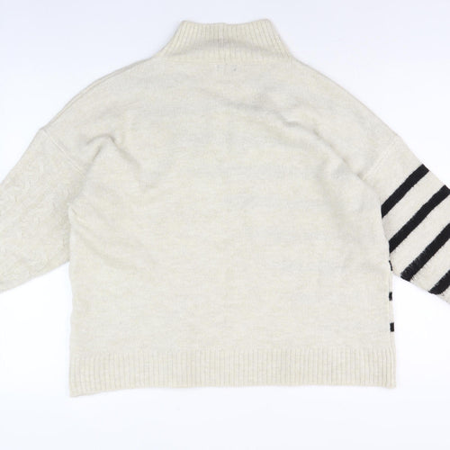 M&Co Women's Ivory High Neck Pullover Jumper L