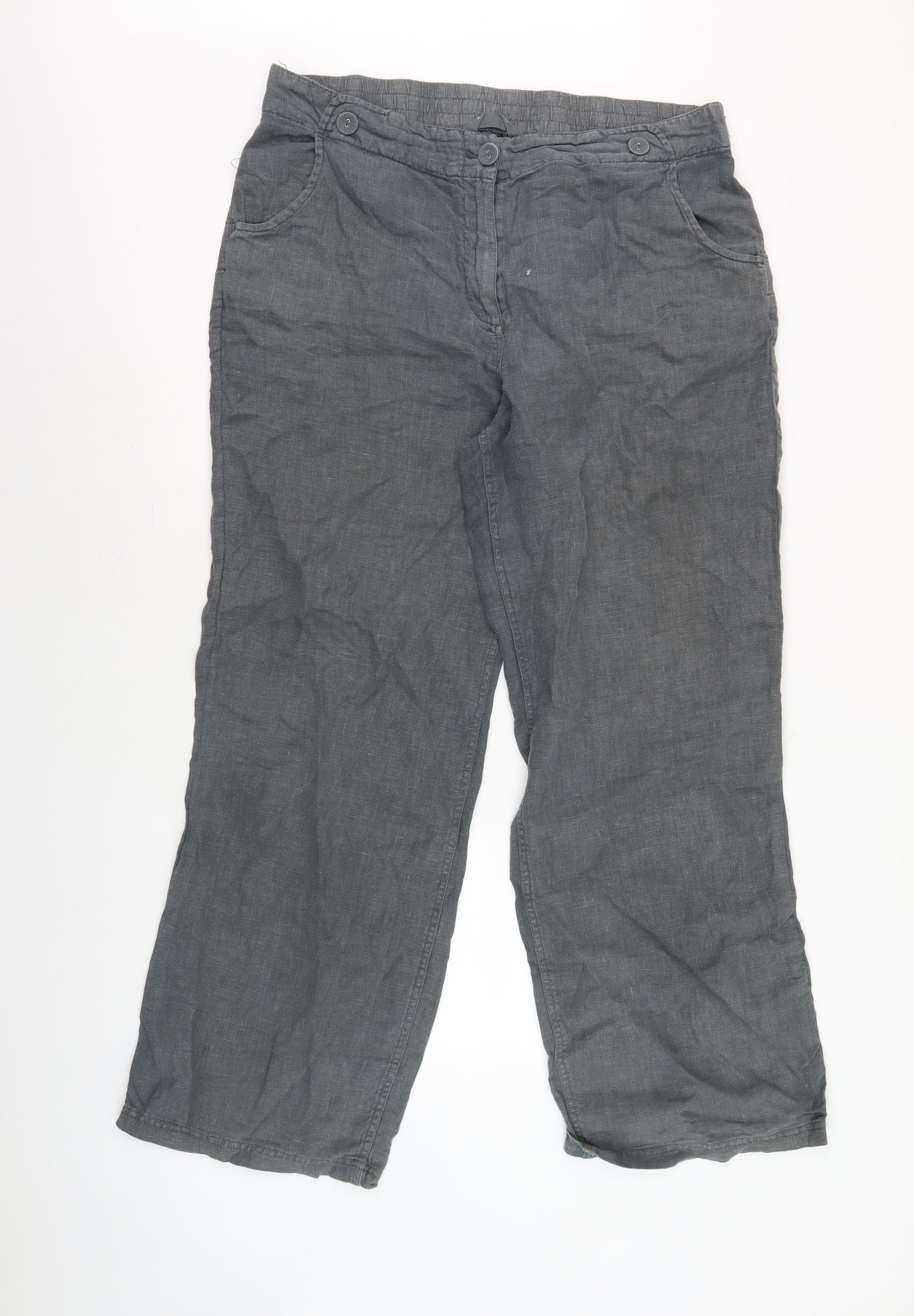Seasalt Cornwall Women's Grey Linen Trousers, Size 16