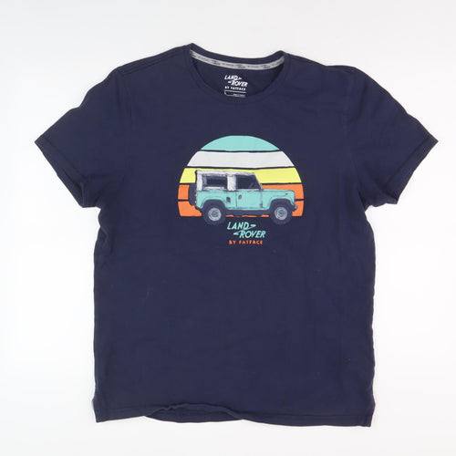 Land Rover by FatFace Men's Blue Graphic L T-Shirt