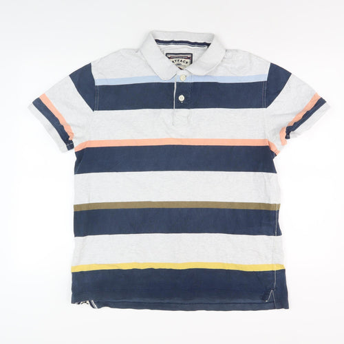 FatFace Men's Multicoloured Striped Polo Shirt L