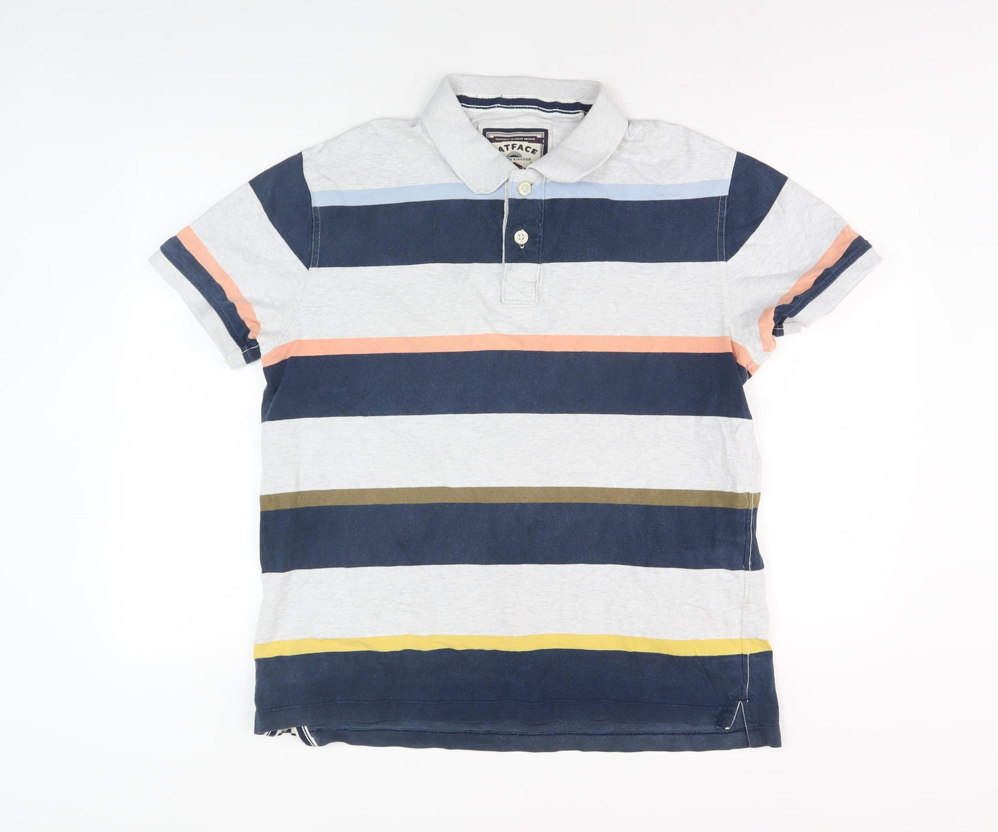 FatFace Men's Multicoloured Striped Polo Shirt L