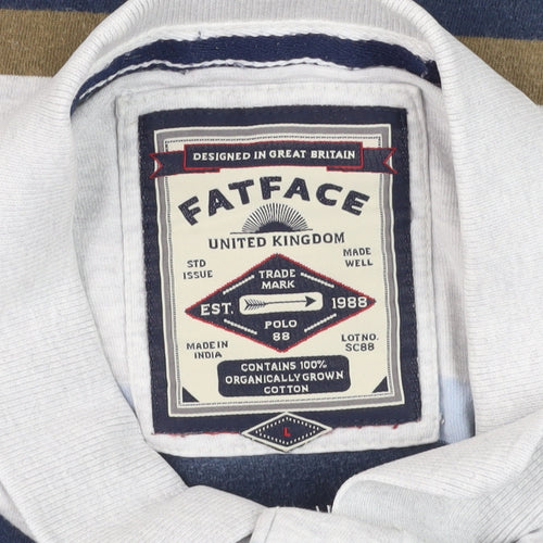 FatFace Men's Multicoloured Striped Polo Shirt L