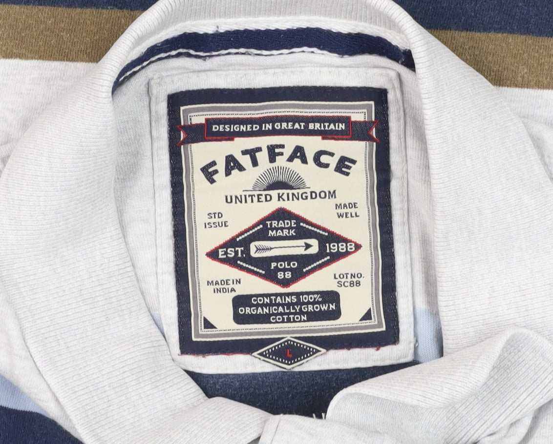 FatFace Men's Multicoloured Striped Polo Shirt L