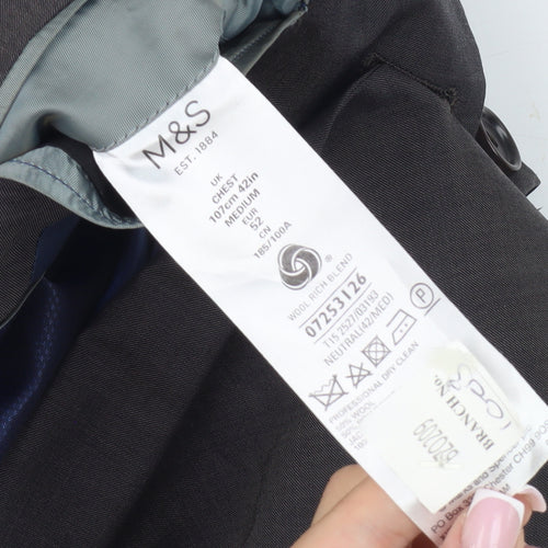 Marks and Spencer Grey Men's Blazer, 42 Chest, Regular Fit