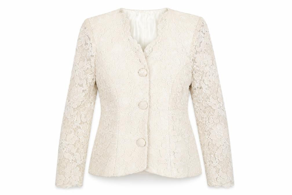Karen Willis Holmes Women's Ivory Lace Jacket Size 8