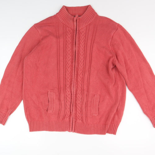 Isle Essentials Women Pink Full Zip Jumper, Plus Size 22-24