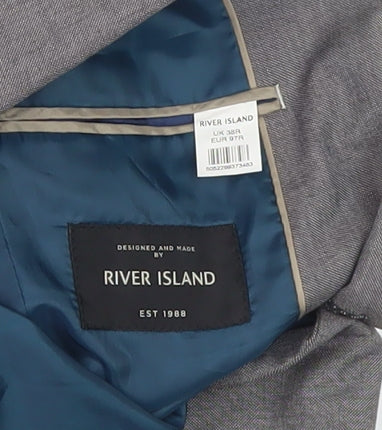 River Island Men's Grey Blazer 38R Regular Fit, Formal Jacket