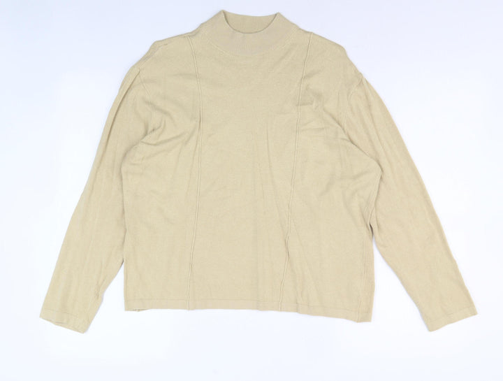 Windsmoor Women's Beige Mock Neck Long Sleeve Jumper L