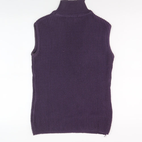 Pierre Cardin Women's Purple High Neck Knit Vest XL
