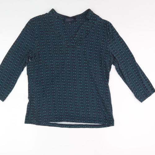 Viyella Women's Blue Geometric Blouse M