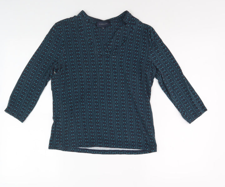 Viyella Women's Blue Geometric Blouse M