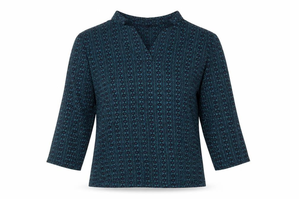 Front view of Viyella Women's Blue Geometric Blouse M