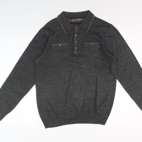 Jeff Banks Men's Grey Collared Pullover Jumper S