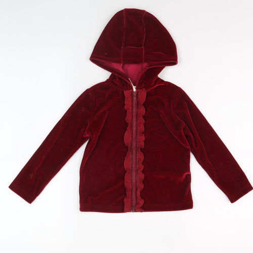 Laura Ashley Girls Red Velvet Hooded Jacket 2 Years