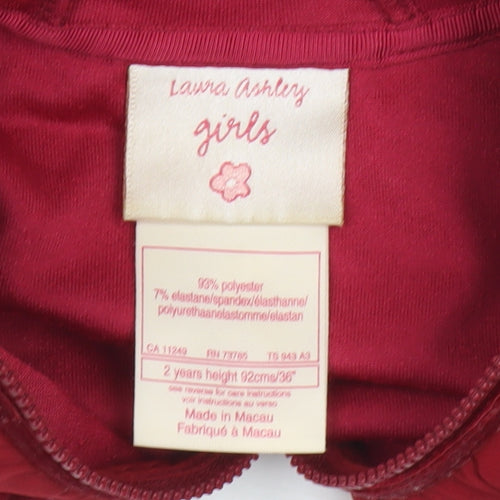 Laura Ashley Girls Red Velvet Hooded Jacket 2 Years