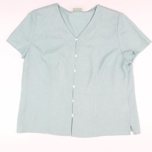 Eastex Women's Green V-Neck Blouse Size 14
