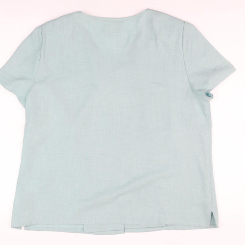 Eastex Women's Green V-Neck Blouse Size 14
