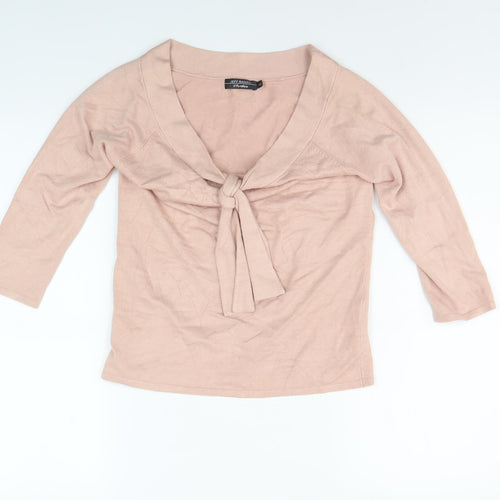 Jeff Banks Women's Pink Wrap Blouse, Medium, V-Neck Style