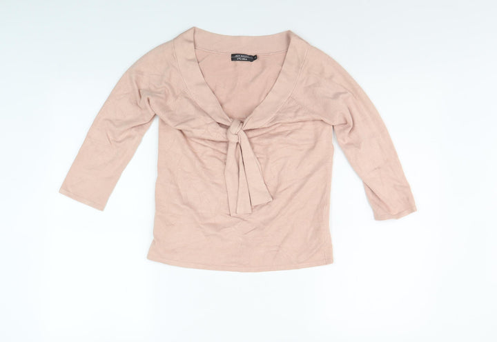 Jeff Banks Women's Pink Wrap Blouse, Medium, V-Neck Style